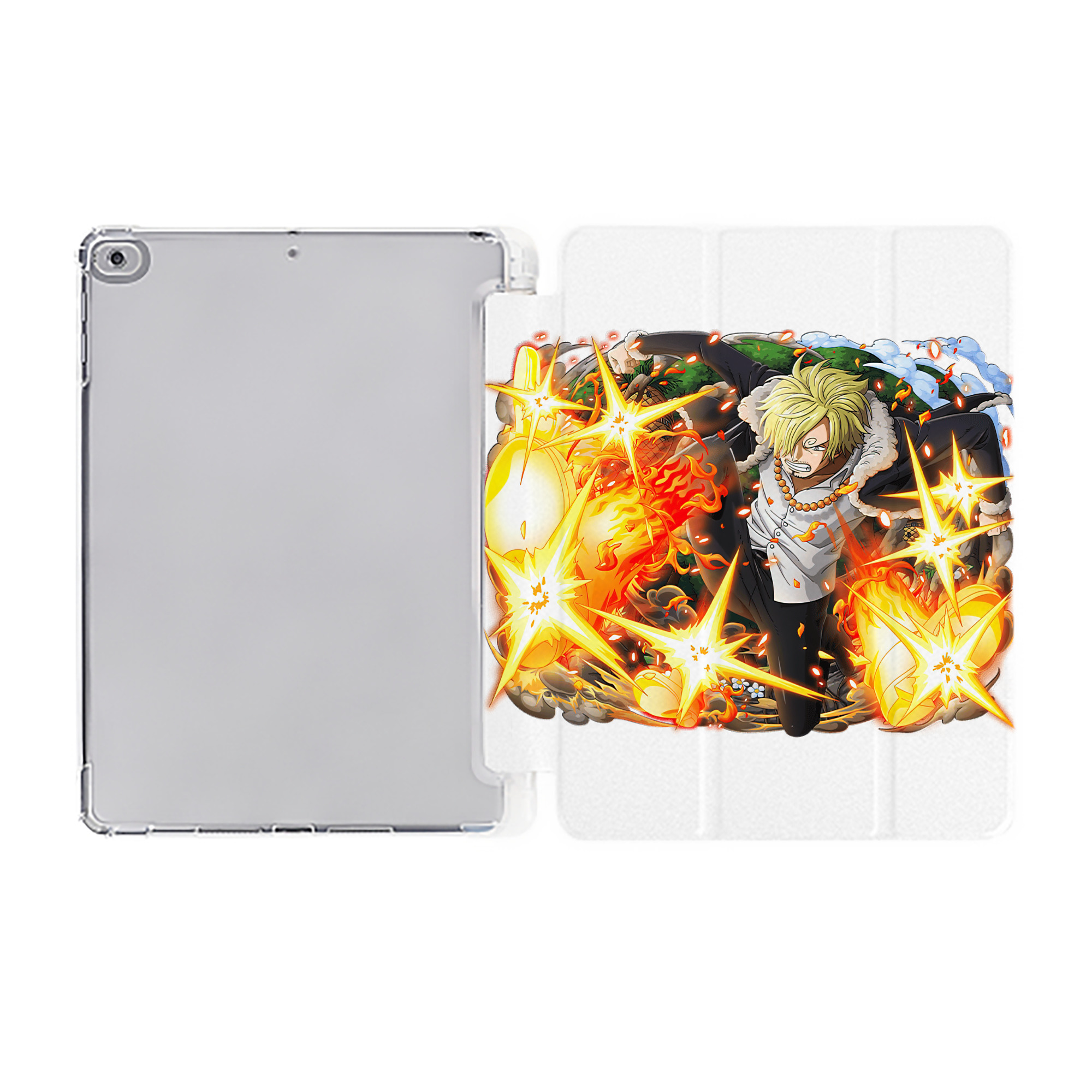 （画像用） ワンピース サンジ ONE PIECE Sanji IPad ケース ペン収納付き 三つ折りスタンド PUレザー×シリコン 対応機種9.5/10.5/10.9インチ